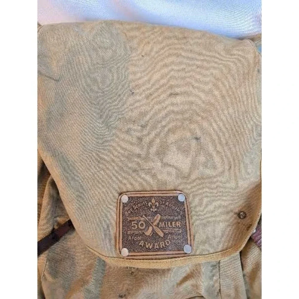 Boy‎ Scouts of America 50 Miler Award Vintage Canvas Backpack Hiking Bag